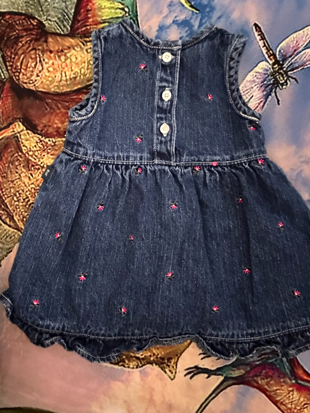 Oshkosh Denim Dress with Pink Embroidery
